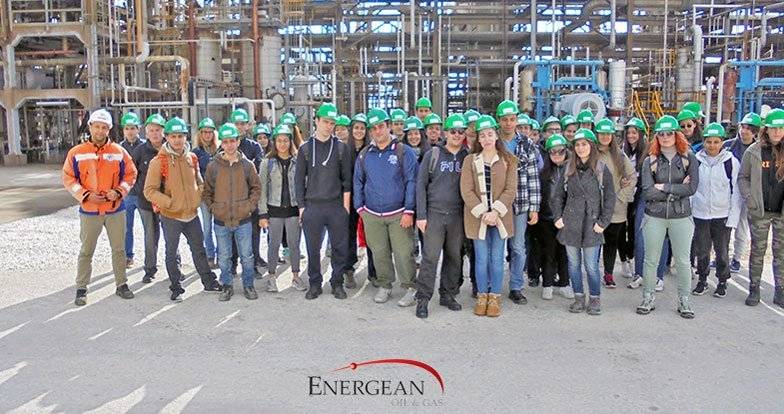  Φοιτητές από το Αριστοτέλειο Πανεπιστήμιο Θεσσαλονίκης  στις χερσαίες εγκαταστάσεις της Energean στη Νέα Καρβάλη Καβάλας