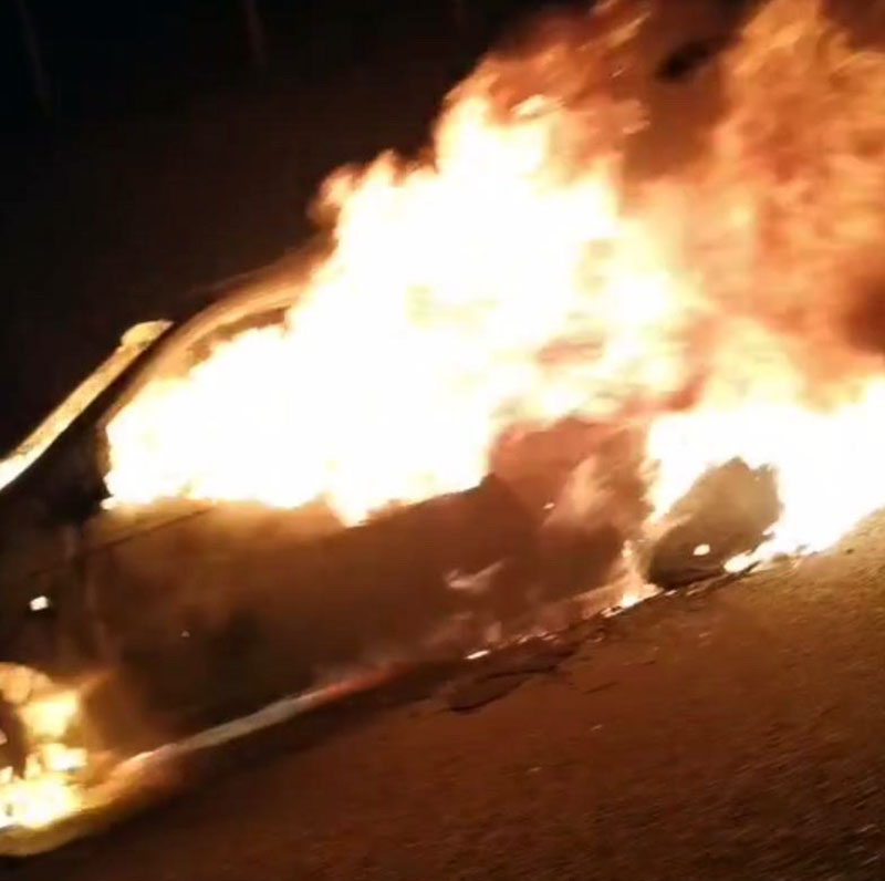  Κάηκε επιβατικό αυτοκίνητο στην Εγνατία Οδό (φωτογραφία -video)