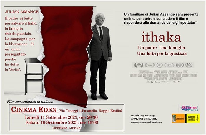 11 και 16 Σεπτεμβρίου: ντοκιμαντέρ “ITHAKA”,  “Ιθάκη”, για τον Τζούλιαν Ασάνζ