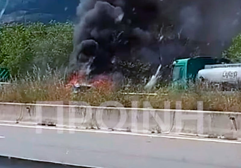  Καβάλα: Αυτοκίνητο προσέκρουσε σε διάζωμα της Εγνατίας Οδού και τυλίχθηκε στις φλόγες (video)